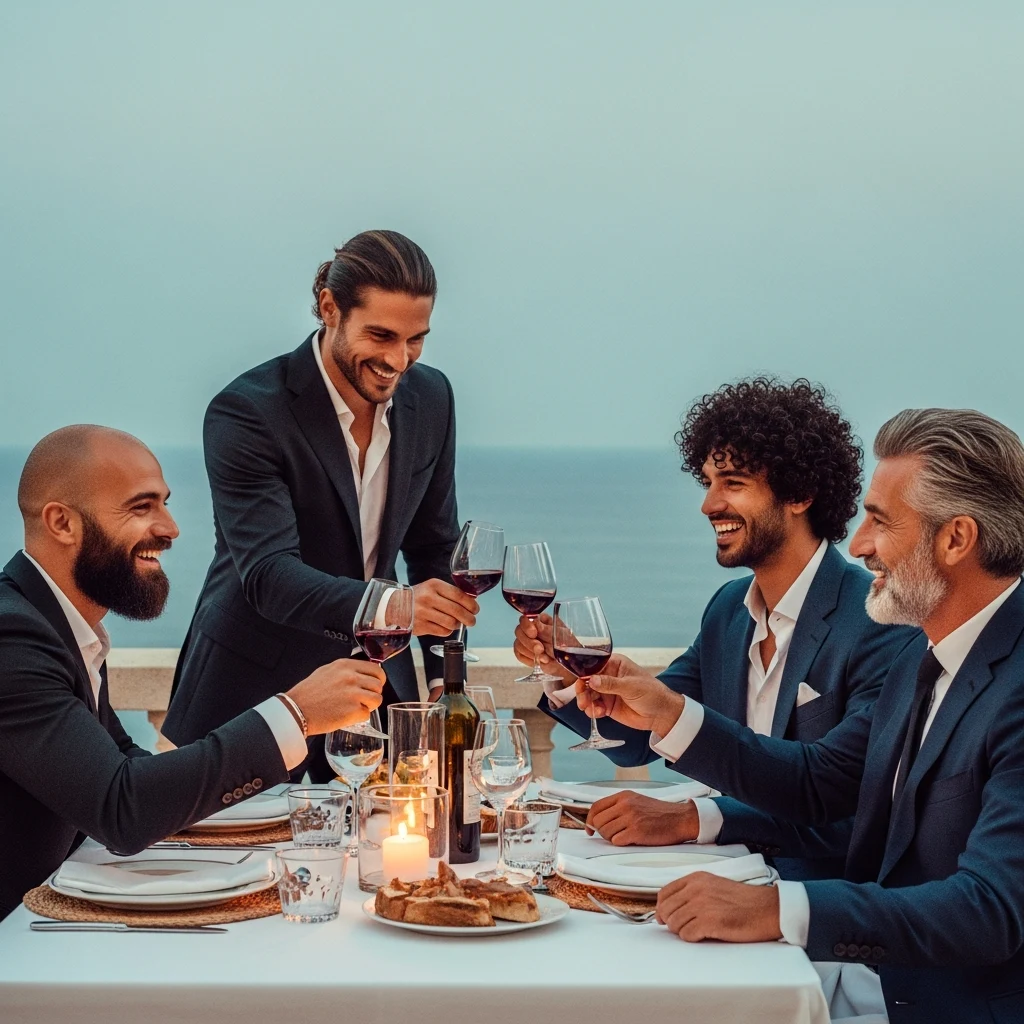 Residents gathered for dinner at a shared table
