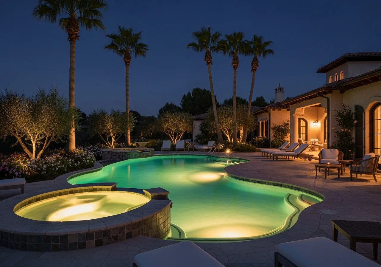 Estate swimming pool overlooking the Mediterranean