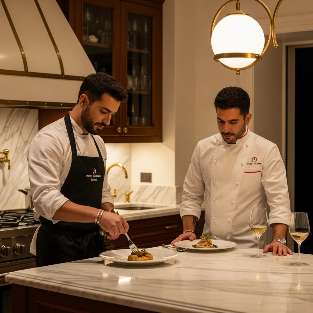 Private chef plating a course